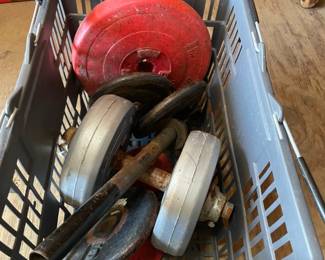 Vintage Weight Plates and Barbell Parts Lot