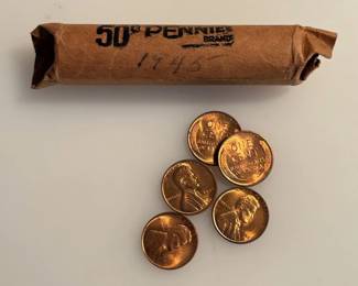 Original Bank Roll - 1945 - BU Wheat Cents