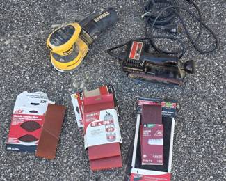 Power Sander Lot with Sandpaper - DeWalt and Skil