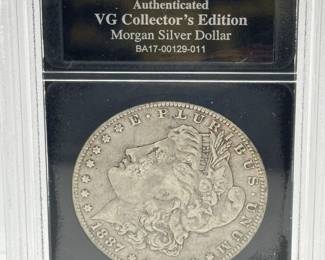 1887 O - Morgan Silver Dollar - Bradford Mint Certified VG Collector's Edition