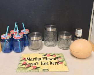 Household Kitchen Goodies - Cute Cannisters, Blue glasses, and More