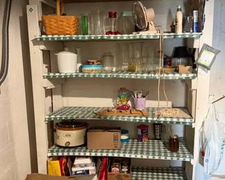 Large Assortment of Household Items, Glassware, Kitchenware & Metal Storage Shelf - All Contents - Lake Odessa Off-Site