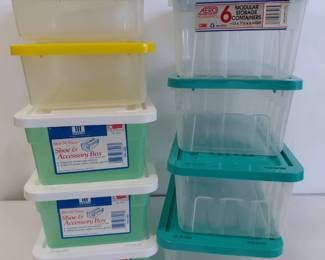 9 Plastic Shoe/Accessory Boxes