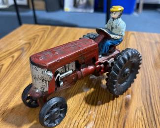Cast Iron Farm Tractor Toy with Driver Figure Red Agricultural Model – Estate Sales Warehouse (GR)