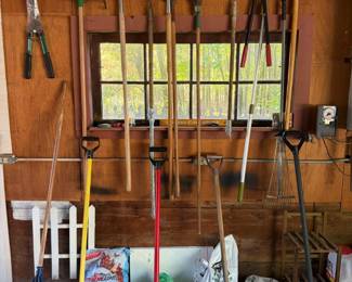Large Assortment of Lawn & Garden Tools - Rakes, Shovels, Snow Shovels, Loppers & More - Lake Odessa Off-Site
