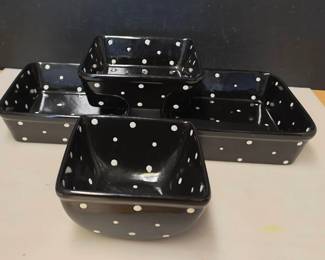 4 Temptations Black Polka Dot Casserole Dishes