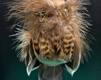 Fluffy Brown Feathered Owl Ornament (Made with Real Feathers)