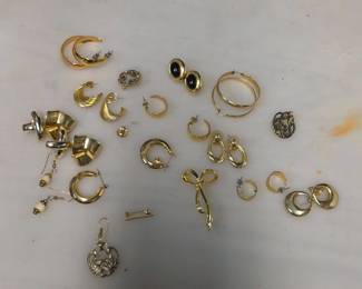 Variety of Gold Toned Costume Earrings