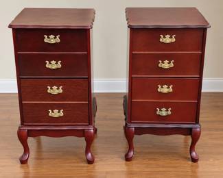 Pair of Queen Anne Style Wood Filing Cabinets