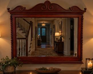 Vintage Westedges Wooden Framed Mirror w/ Steel Rail Backers 51"X48"