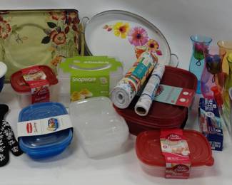 Kitchen Storage Collection - Tupperware, Rubbermaid, Oven Gloves, Shelf Liner, Tray, Measuring Cup