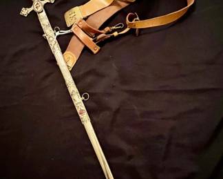 1882-1925 Knights Of Templar Commander Sword Rig Belt Plus Scabbard Of Edward G. Worrell