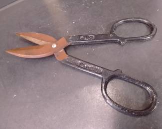 Vintage 12 Inch Heavy Duty Metal Shears Large Industrial Utility Cutting Scissors - Potterville