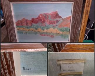 Orig Roka Wagner Signed Oil Painting Rocky Red, Red Mountain Framed Southwestern Landscape - Potterville