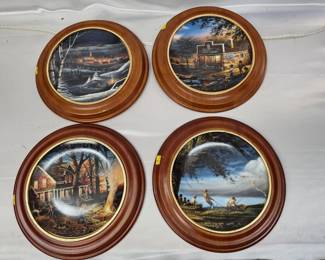 4 Collector Plates from Terry Redlin: Summertime, Spring Fever, Autumn Evening, and Wintertime