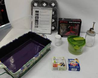 Temptations Large Casserole with Lid and Carrier, Cherry Pitter, Houdini Corkscrew, Guac-Lock
