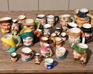 Collection of Vintage Ceramic Toby Mugs and Character Jugs
