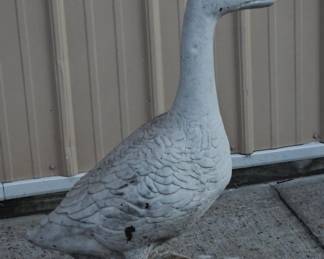 Cement Goose Lawn Ornament - Ready to Dress Up for the Holidays