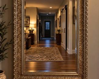 32.5"x44.5" Rectangular Wall Hung Mirror w/ Ornate Carved Frame