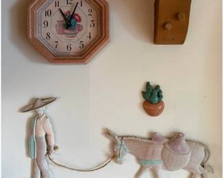 Southwestern Style Wall Clock & Decorative Burro with Figurine Metal Wall Art – Lake Odessa Off-Site
