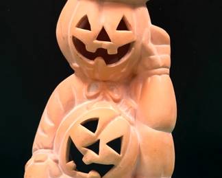 Terracotta Halloween Candle Holder (Pumpkin Scarecrow/Jack o' Lantern Figure)