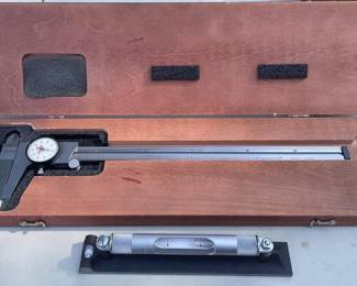 Starrett 12 Inch Dial Caliper No. 120 with Wooden Case and No. 98 Machinist Level Kit - Grand Rapids Off-Site