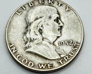 1952 D - Silver Franklin Half Dollar