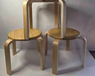 Set of 3 New Wooden Stools (Lot 2 of 2)