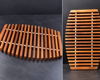 Vintage Mid-Century Danish Modern Teak And Aluminum Expandable Slat Trivet – Potterville