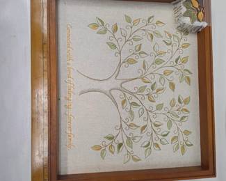 Embroidered Hallmark Wall Picture w/ Pins for Family Tree