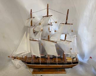 Vintage Handmade Wooden Ship Model