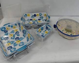 Temptations Collection Lot 3/5 - 2 Large Covered Casseroles, Bundt Pan, Small Covered Casserole