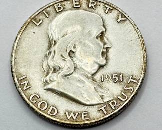 1951 S - Silver Franklin Half Dollar