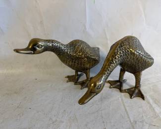 2 Vintage Solid Brass Duck Figurines
