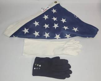Valley Forge American Flag with Vintage Ladies Gloves (White & Black)