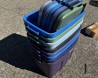 Lot of 8 Multicolor Storage Totes with Lids