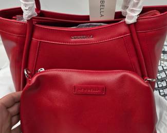 Newbella Women's Elegant Top Handle Red Handbag 2pc, Vegan Leather, Red Dust Bag Included