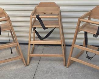 Three Classic Restaurant-Style Wooden Highchairs