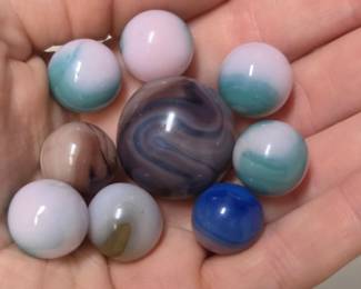 Vintage Pink and Purple Agate Glass Marbles