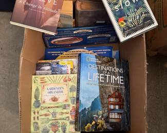 Assorted Books, Deluxe Cribbage Set & Organizer Lot - National Geographic, Anita Shreve