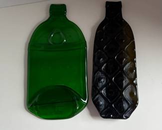 Vintage Set of Kiln Slumped Flattened Bottles - Tanqueray Gin & Brian's Original