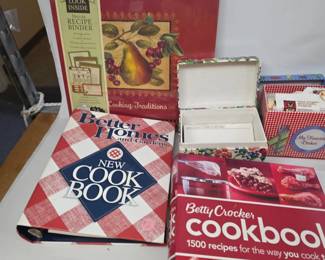 Small Collection of Vintage Cookbooks and Recipe Boxes