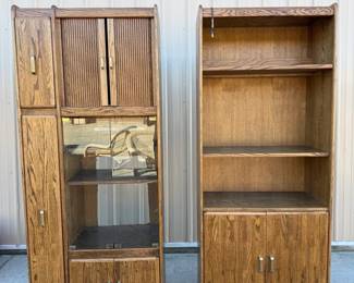 Pair of Vintage Wooden Cabinet Shelving Units