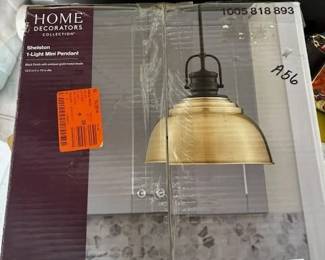 Home Decorators Shelston 1-Light Mini Pendant, Black & Gold