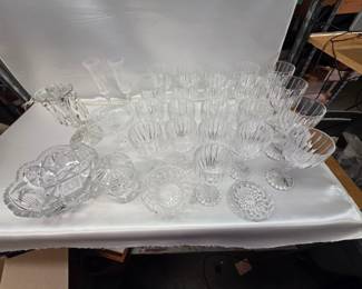 Large Collection of Clear Cut Crystal Glass Servingware