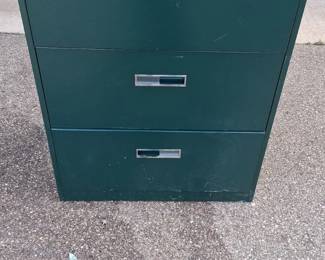 Green 3 Drawer Metal Filing Cabinet