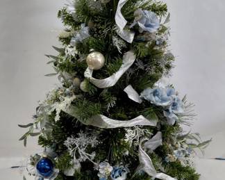 30" Fully Decorated and Lighted Christmas Tree - Light Blue & Silver - Works