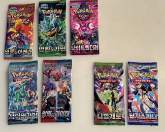 Lot of 7 Unopened Pokemon Card Packs - Includes 2 Mega Packs