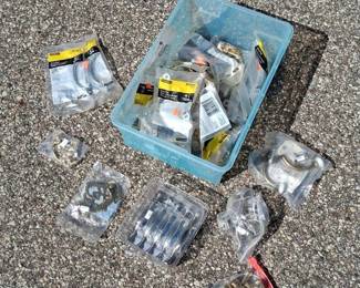 Small Tote of Assorted Hardware and Handles