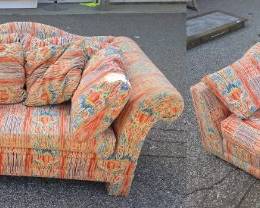 Henredon Upholstered Love Seat with Matching Sectional Chairs